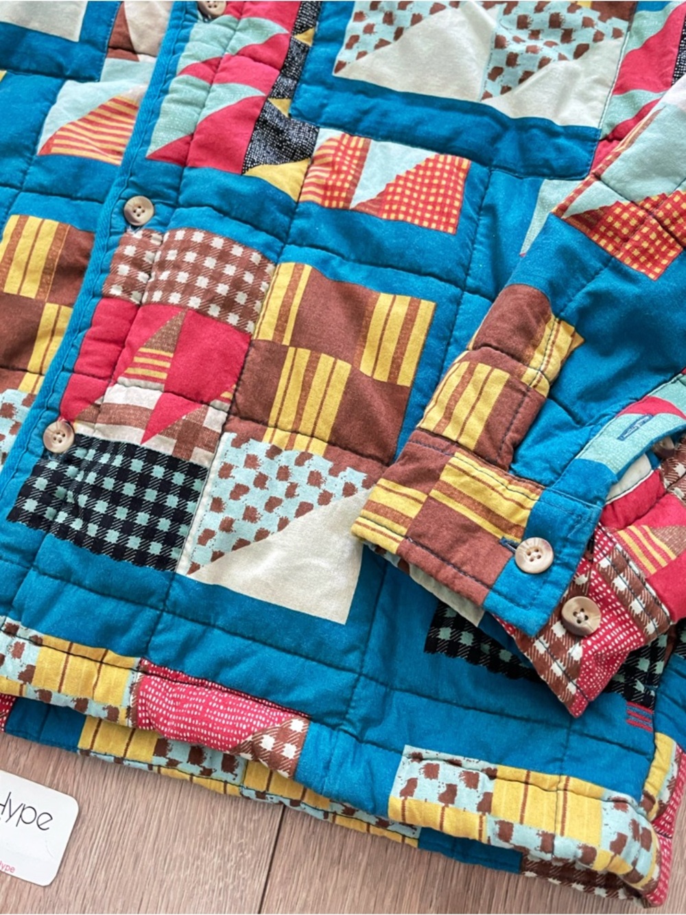 Urban Outfitters Patchwork Quilted Jacket in Bright Teal & Multicolor Brand New - Picture 4 of 5